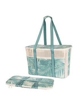 ALOHA Collection x CleverMade Collapsible Beach Tote Bag - Teal Palm Print - NEW